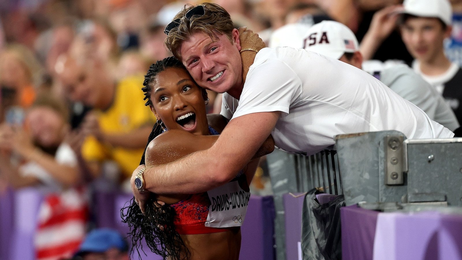 Olympic power couple celebrates wife's gold medal win