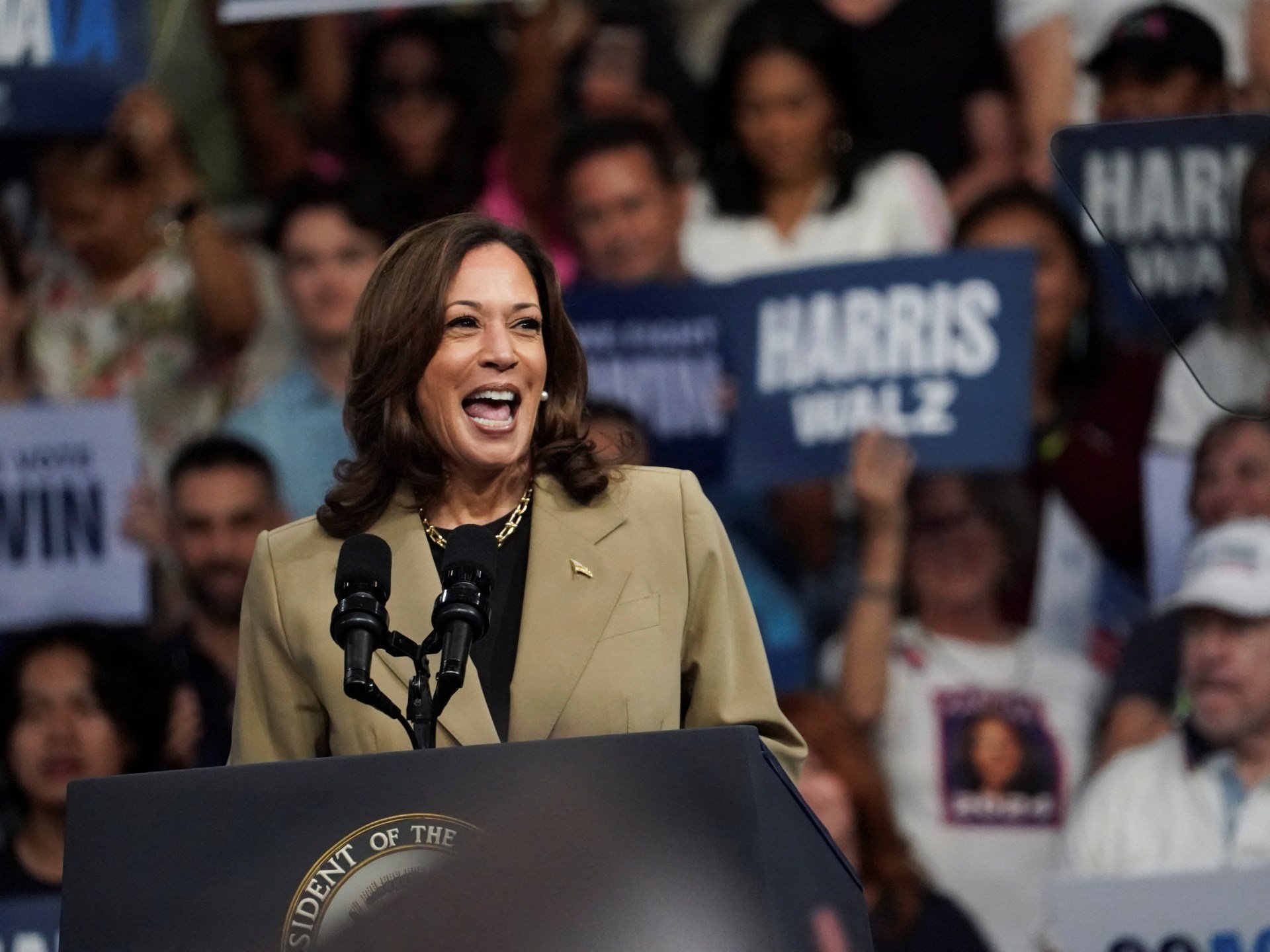 US election 2024: Harris leads Trump in three key states, new poll shows