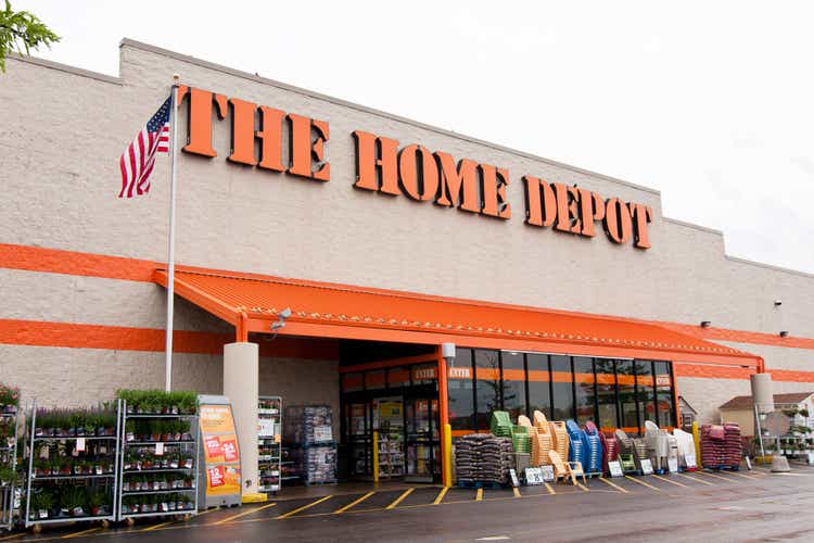 Home Depot falls after pointing to weak consumer spending trends; Lowe's also lower