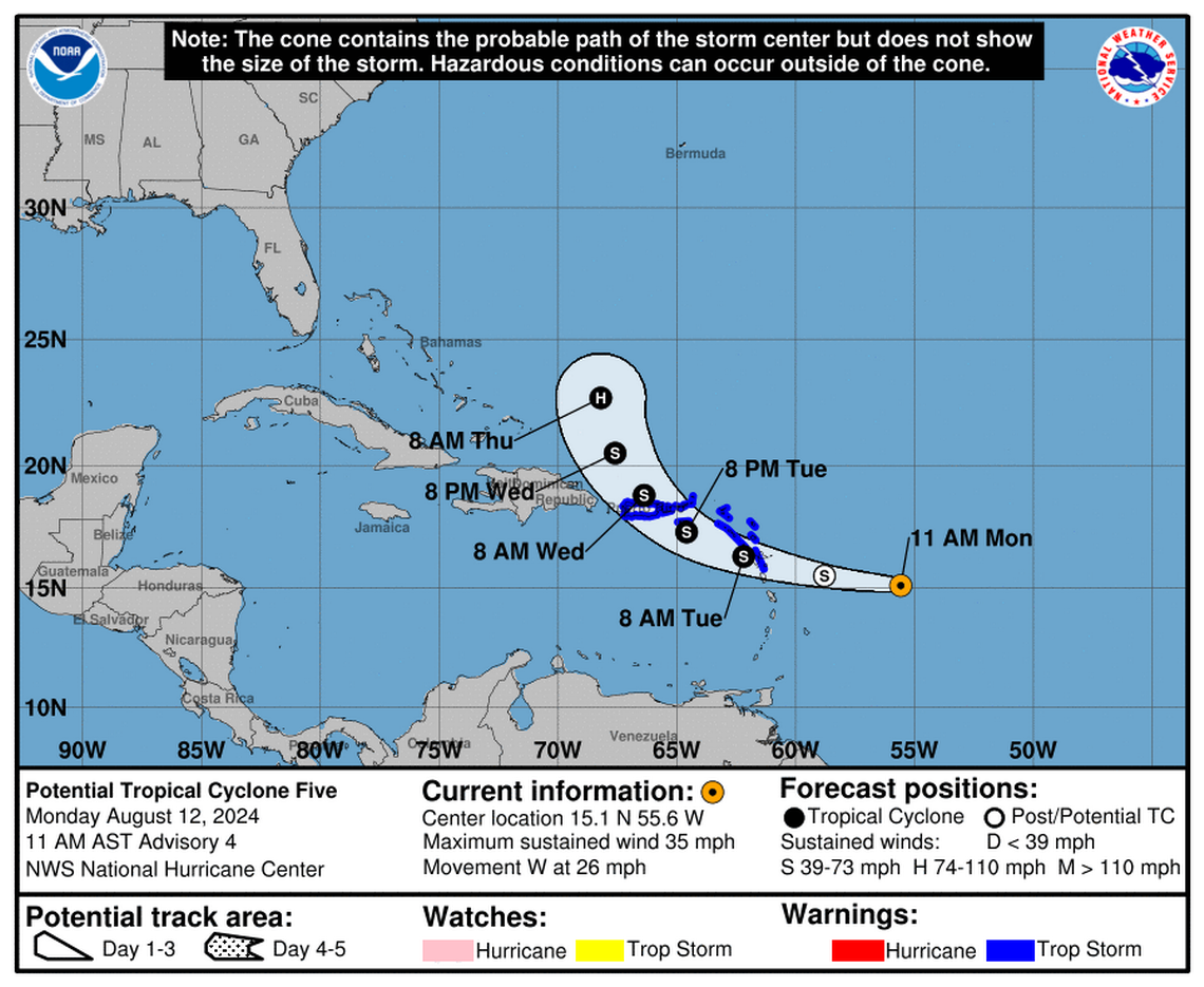 The Virgin Islands and Puerto Rico placed under a tropical storm warning by forecasters