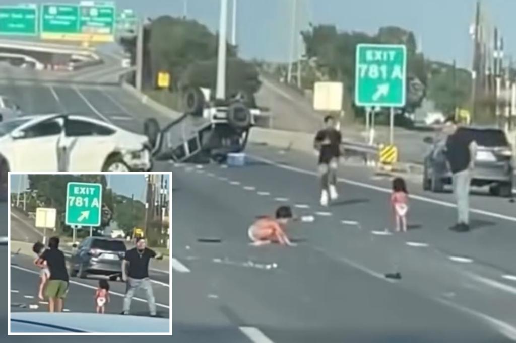 Video shows toddlers in diapers on Texas highway after being ejected from car