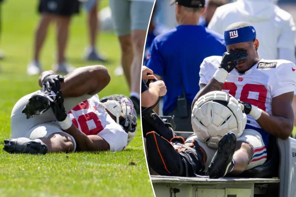 Giants rookie Tyrone Tracy Jr. appears to avoid serious injury