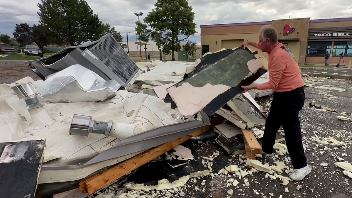 Entire roof ripped off of small plaza in northern Pueblo after intense storms, clean up begins