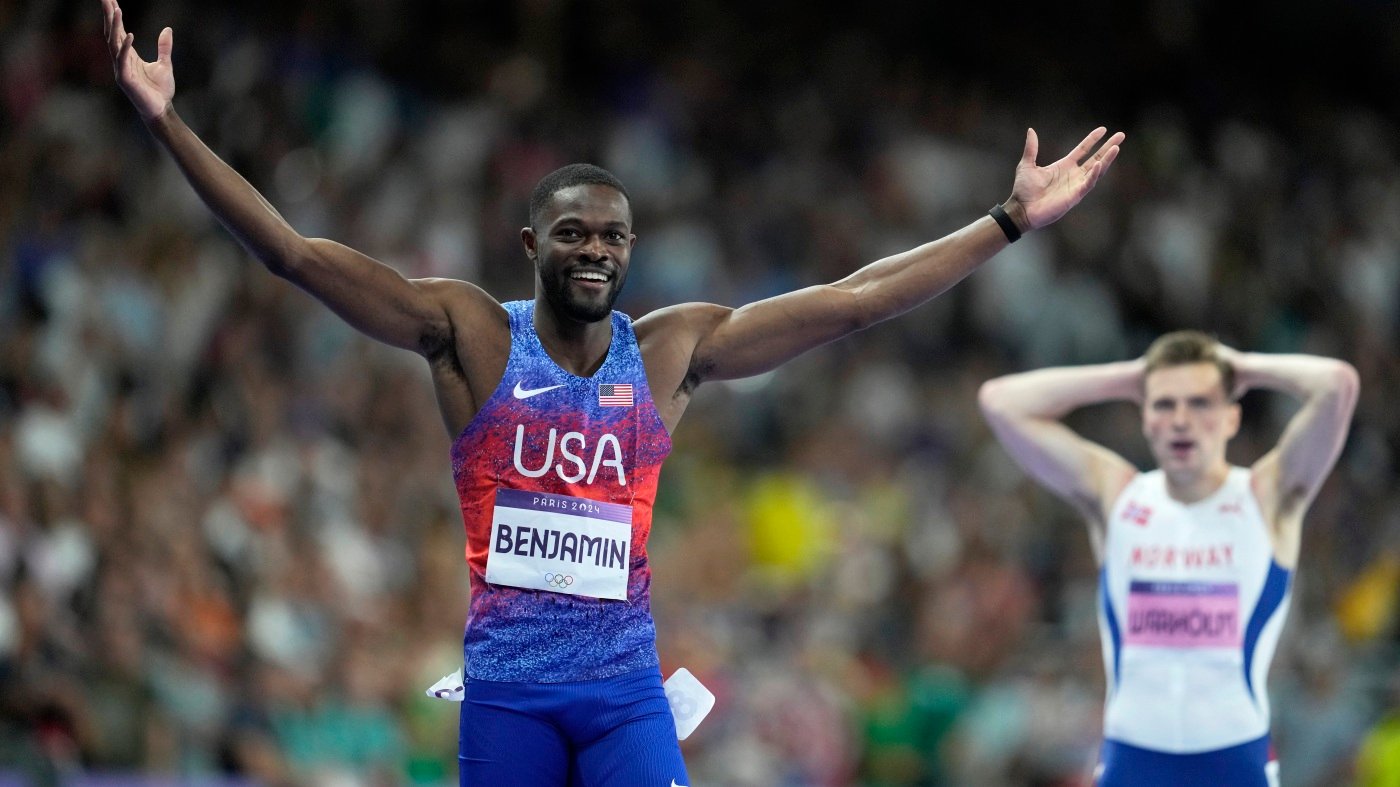 USA's Rai Benjamin bests world record holder to win 400m hurdles Olympic gold