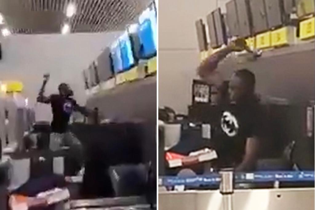 Passenger destroys American Airlines counter with hammer after scammer sold him fake ticket