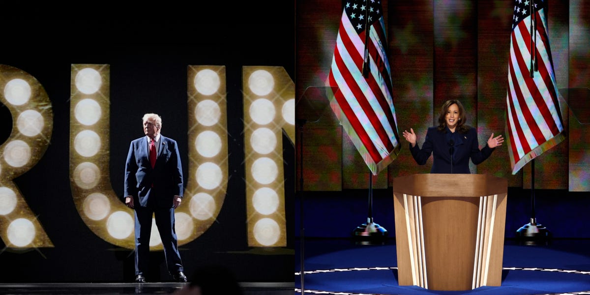 Audience signs and chants at the DNC were all about America. At the RNC, it was the Trump show.