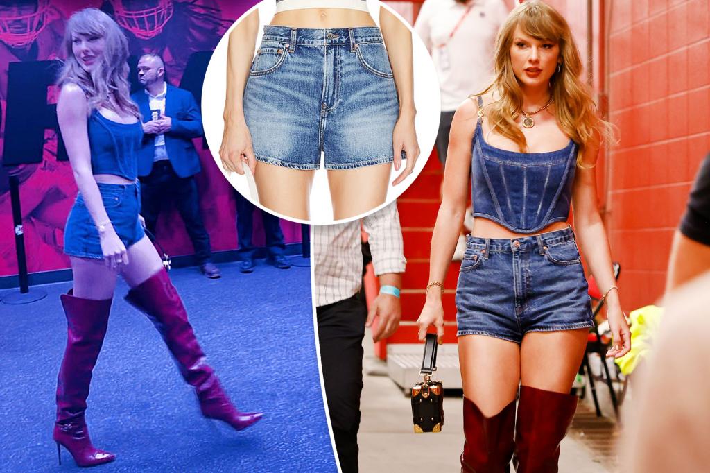 Taylor Swift wears $100 denim shorts at Travis Kelce's first Chiefs game of the season