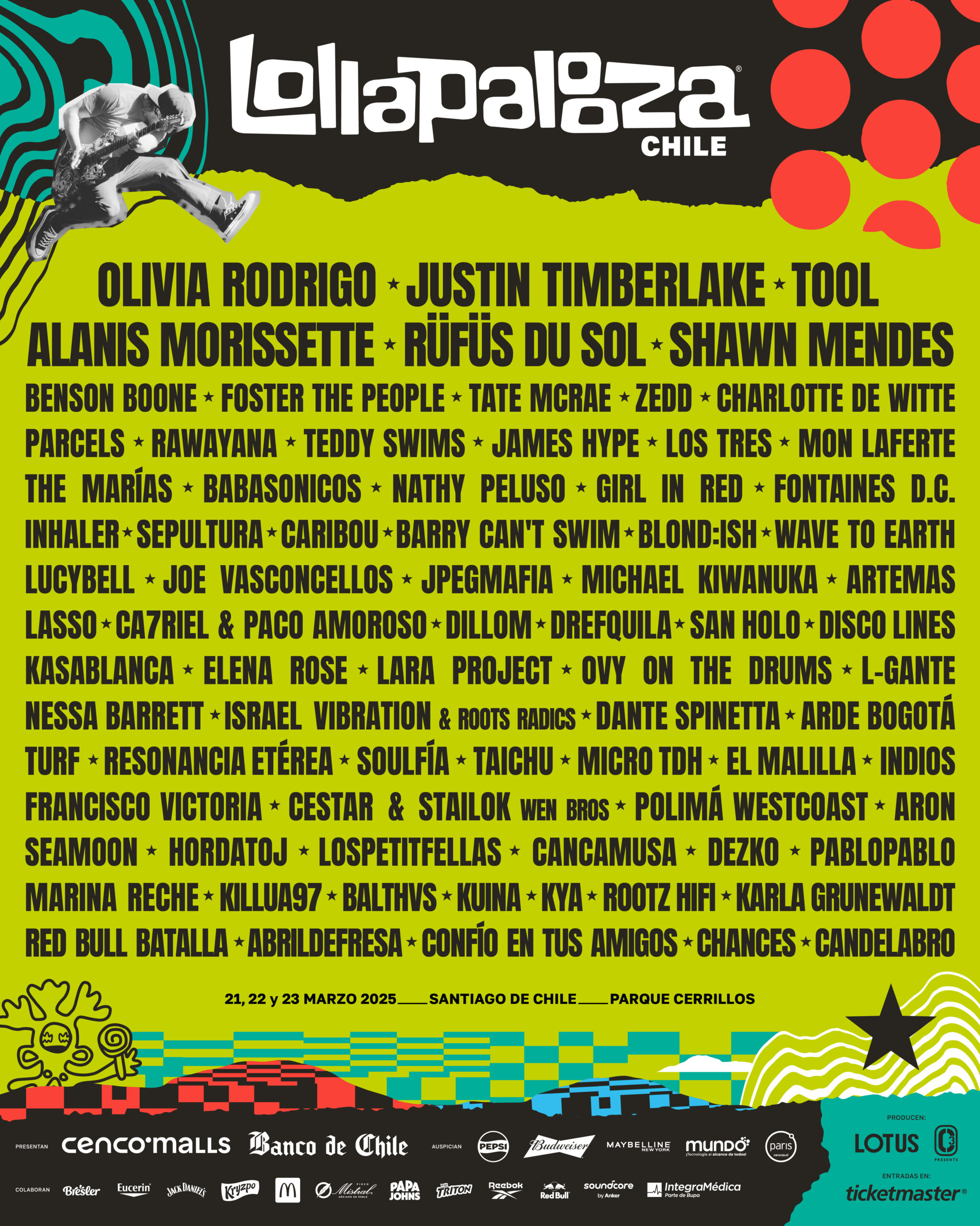 Lollapalooza Argentina, Chile, & Brazil Announce 2025 Lineups With Olivia Rodrigo, Justin Timberlake, Tool, & More