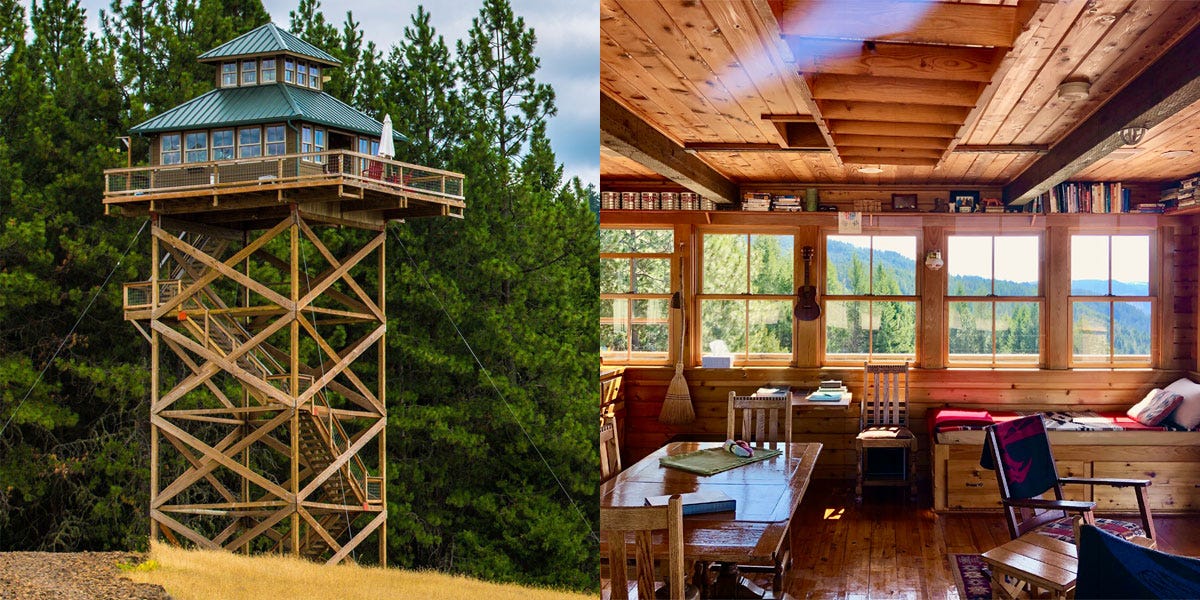 A couple rents its 40-foot-tall fire tower on Airbnb for over $260 a night — over 1,600 are on the waitlist for the property's 65 spots