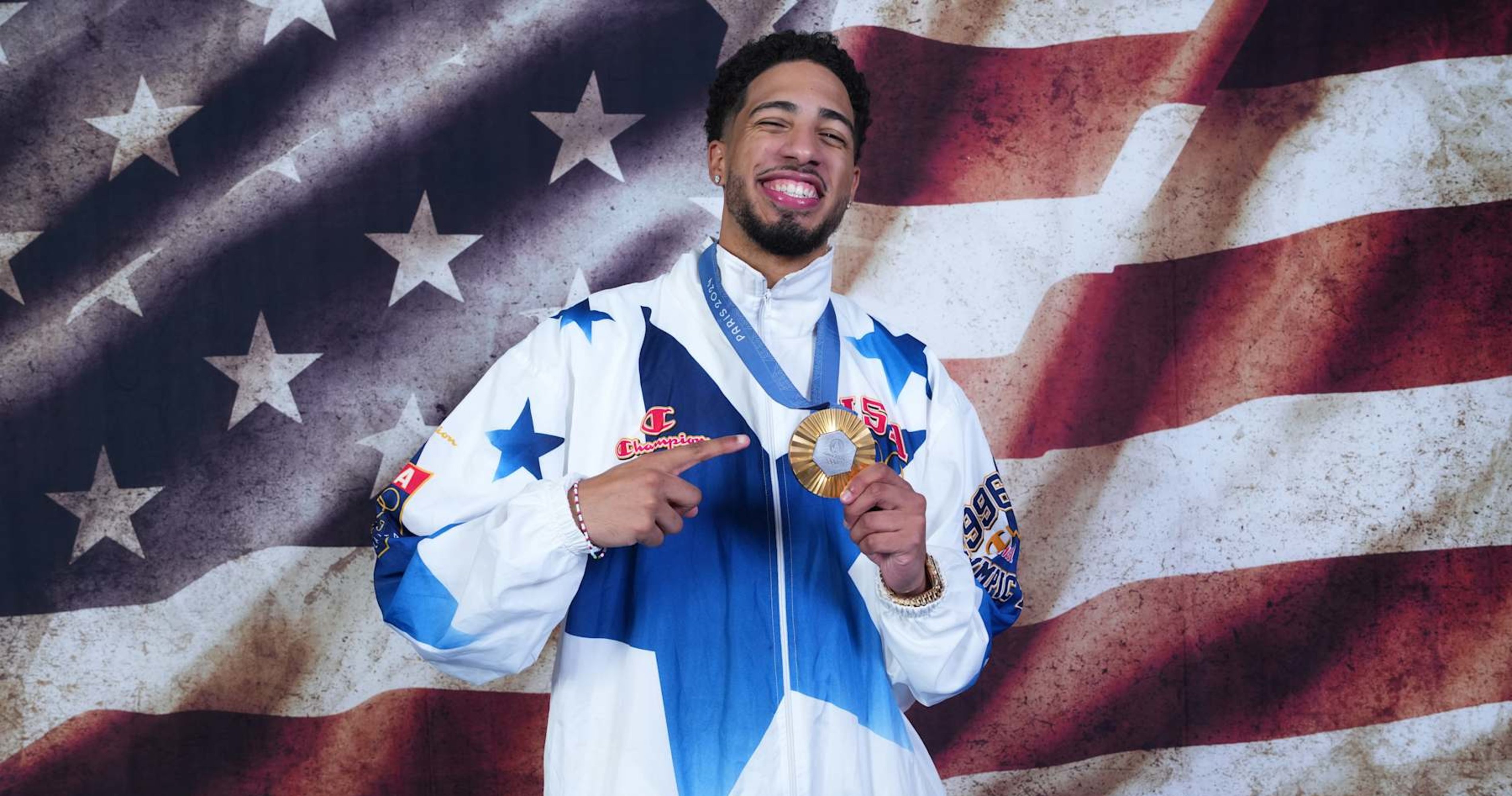 Pacers' Tyrese Haliburton Poses with Dog, USA Olympic Gold Medal in Viral Photoshoot