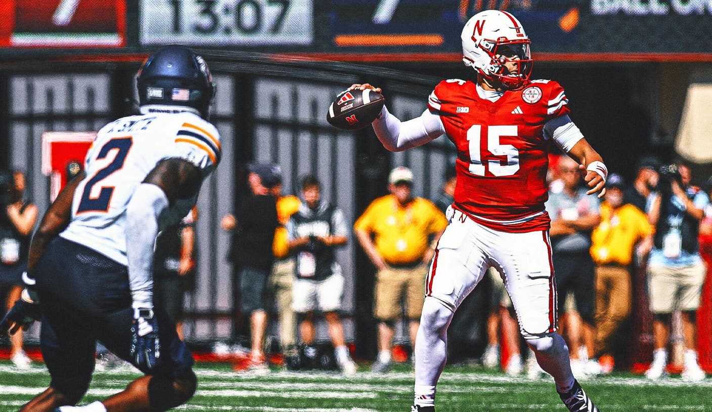 Prize recruit Dylan Raiola is sharp in his debut as Nebraska overpowers UTEP 40-7