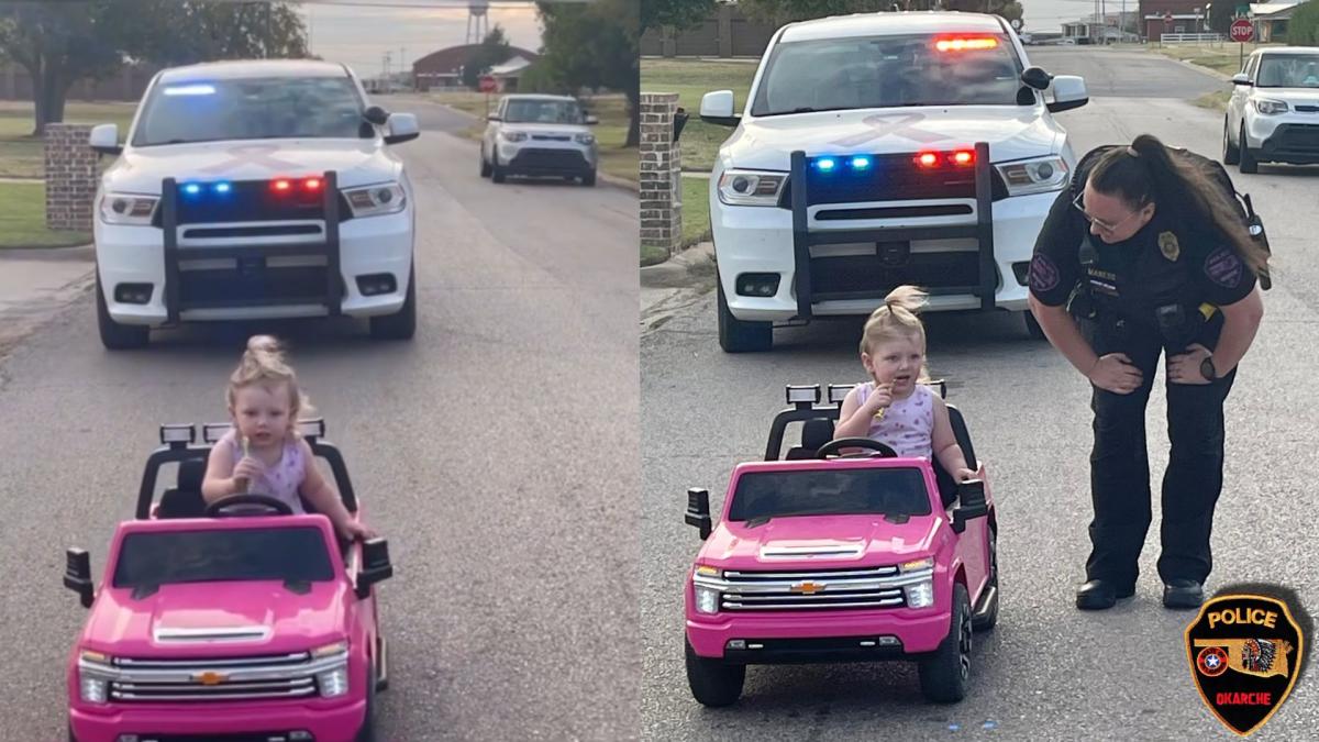 Oklahoma Police Pull Over Toddler Driving A Hot Pink Convertible