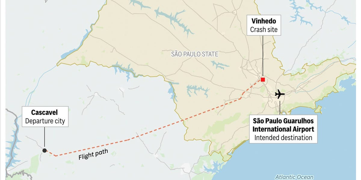 A plane crashed in a Brazil neighborhood, with all aboard feared dead