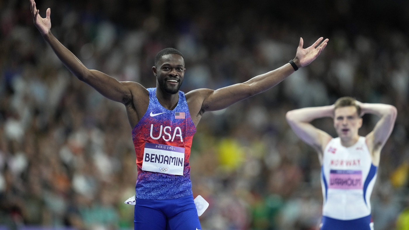 USA's Rai Benjamin bests world record holder to win 400m hurdles Olympic gold