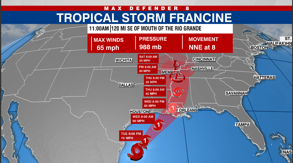 Tropical Storm Francine latest update