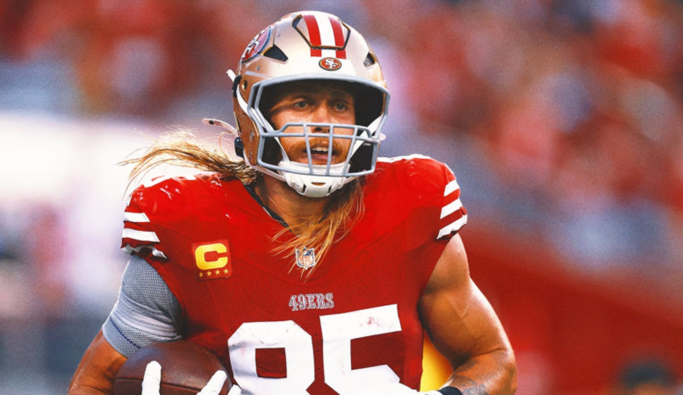 49ers TE, ex-Iowa star George Kittle wears Brock Purdy's Iowa State helmet after losing bet