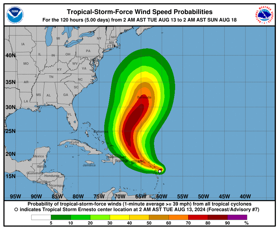 Tropical Storm Ernesto batters northeast Caribbean, looms over Puerto Rico