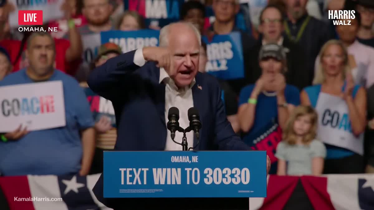 Tim Walz Nails Trump At Nebraska Rally