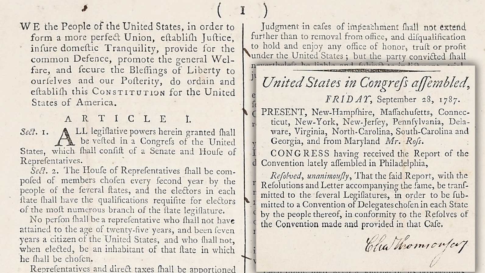 Ultra-Rare Copy of the U.S. Constitution, Found in a Filing Cabinet, Heads to Auction