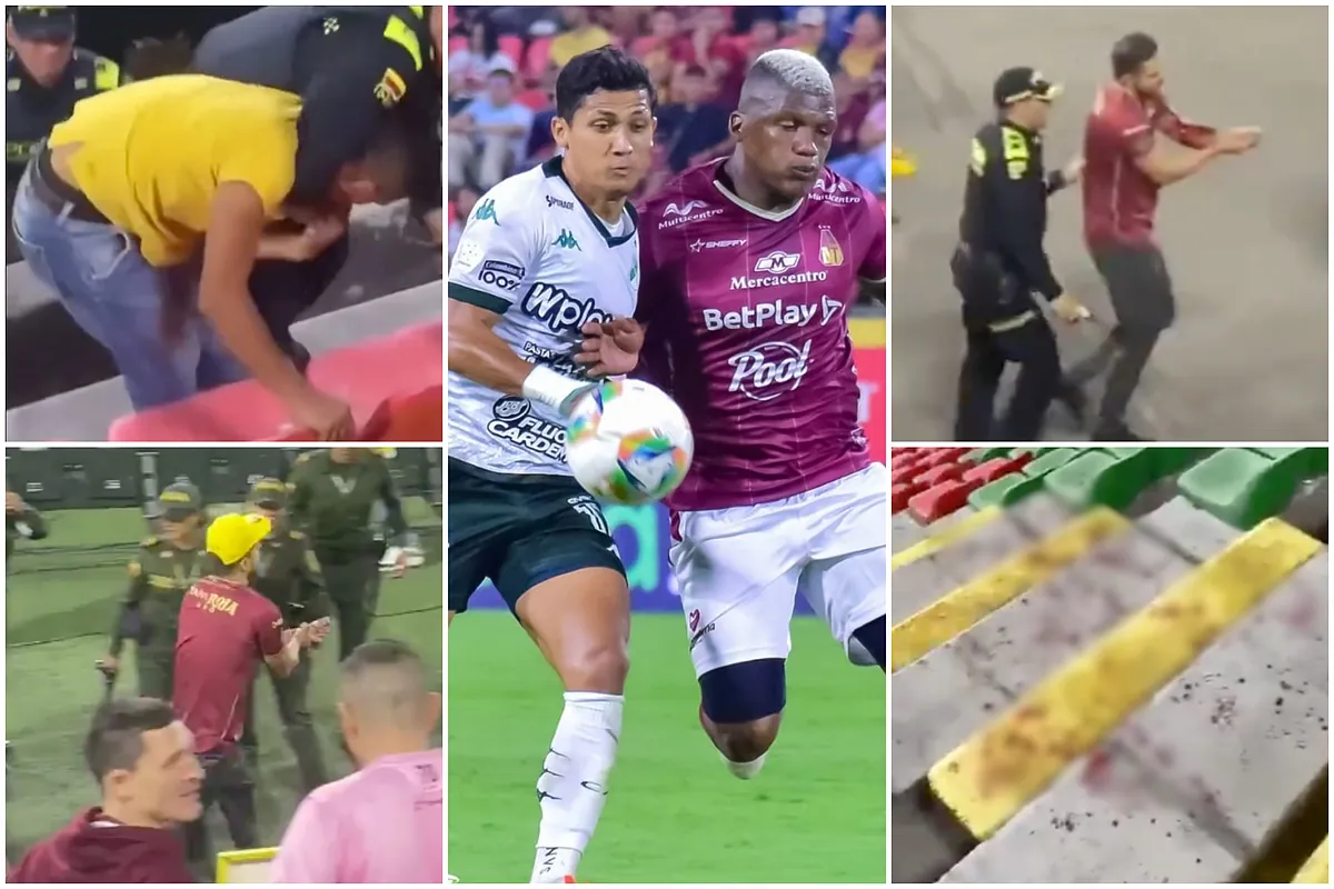 Escalofriante ataque con cuchillo en tribuna del estadio durante Tolima vs. Cali en Colombia