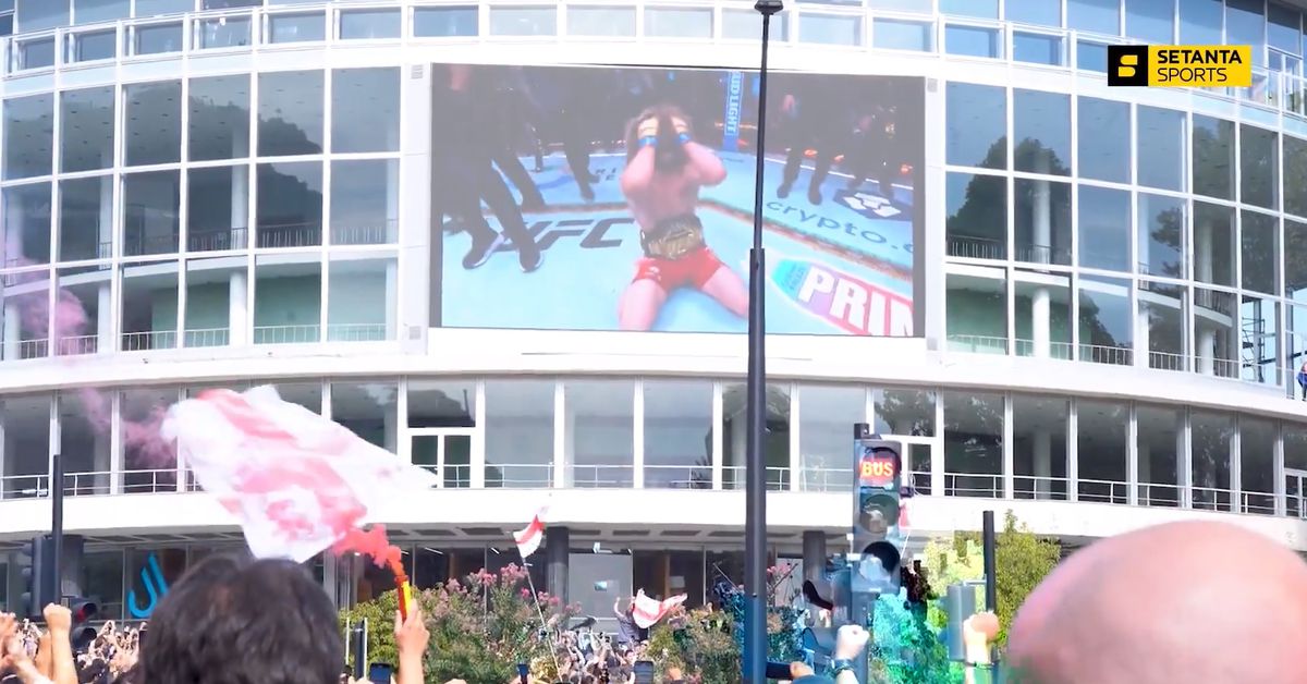 Watch Merab Dvalishvili’s UFC 306 championship win celebrated by rabid Georgia crowd