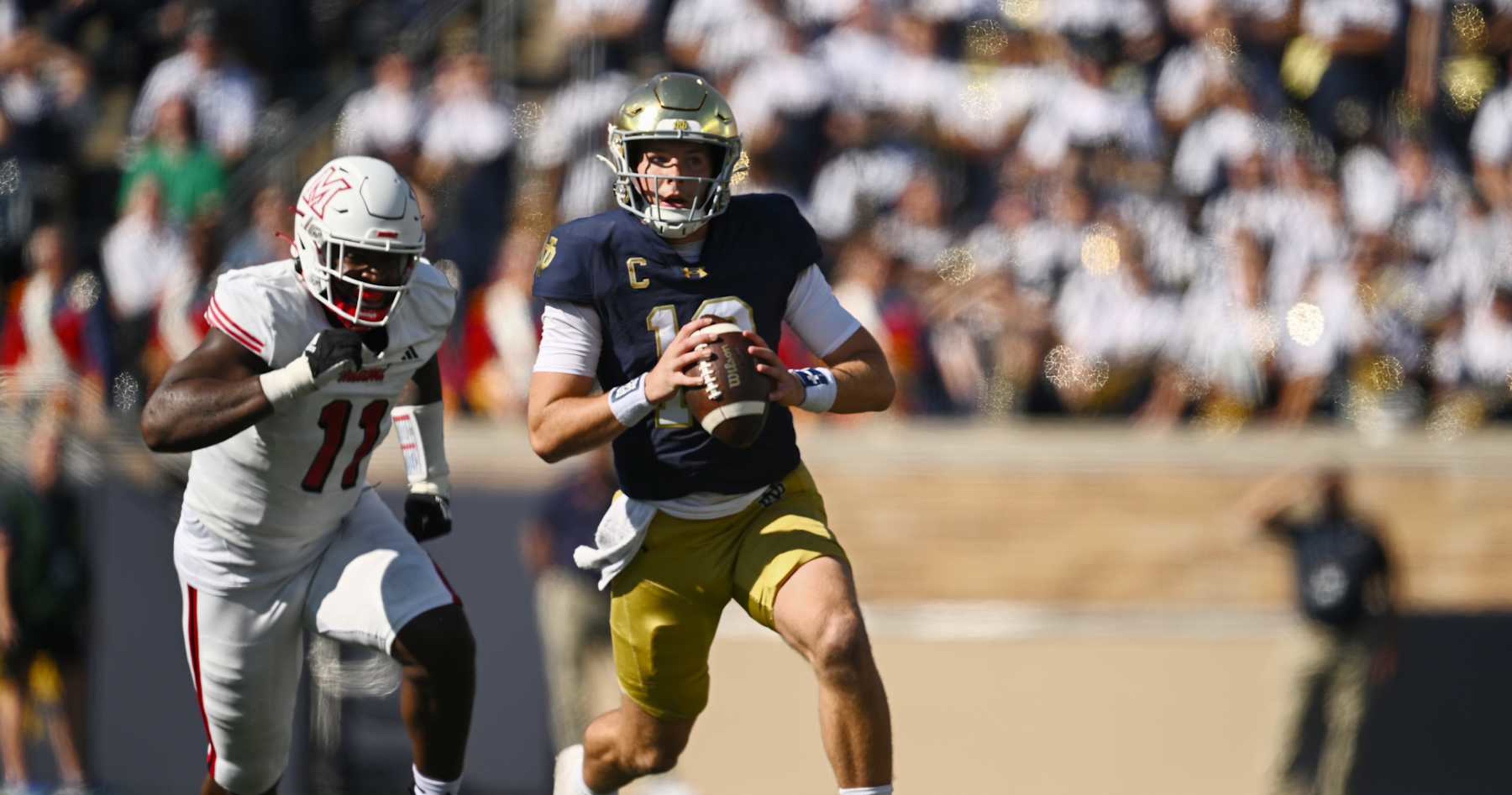 Riley Leonard, No. 17 Notre Dame Applauded By CFB Fans After Win vs. Miami (OH)