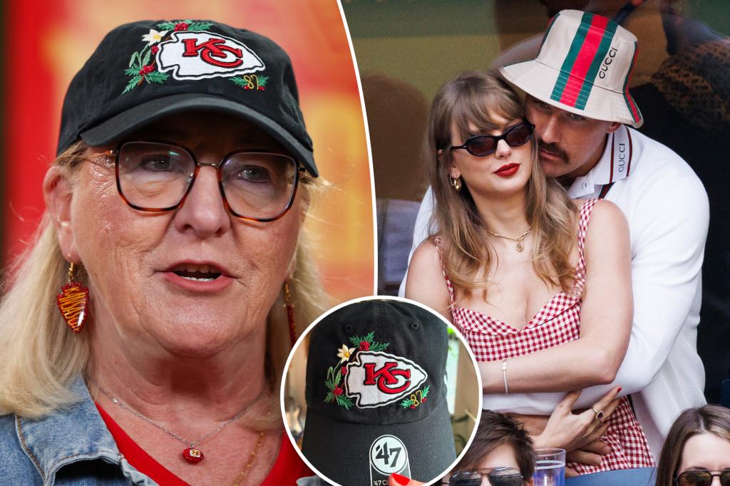 Donna Kelce’s Chiefs hat is stitched with tribute to Taylor Swift and Travis Kelce’s relationship