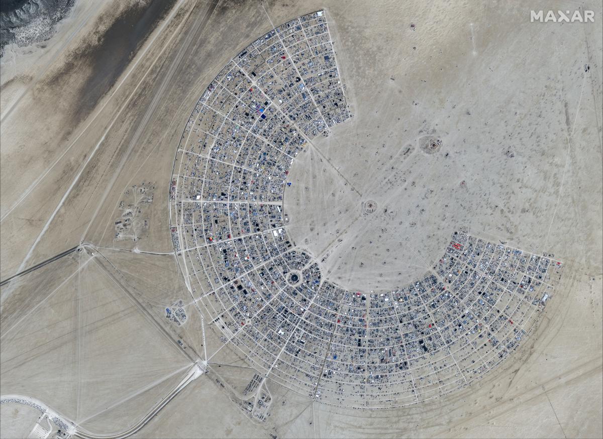 Satellite Imagery Shows Construction of Burning Man Festival in Nevada Desert