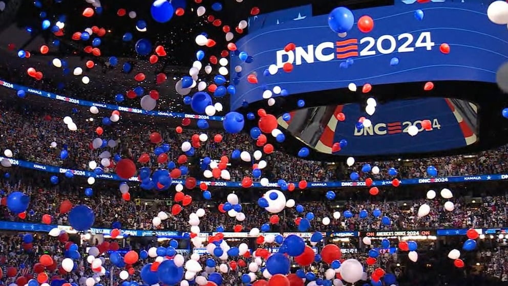 WATCH: 100,000 balloons drop on crowd at the DNC