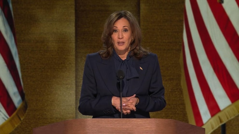 WATCH: Harris accepts presidential nomination at the DNC