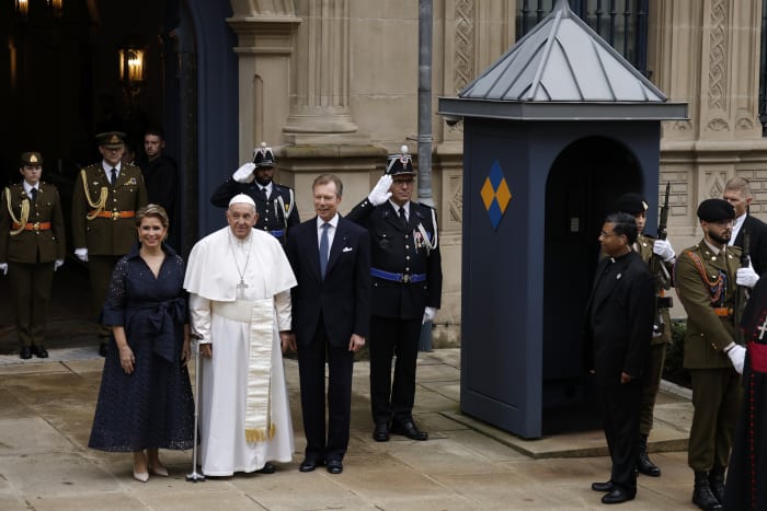 Pope Francis arrives in Luxembourg on a trip to the heart of Europe to boost a dwindling flock