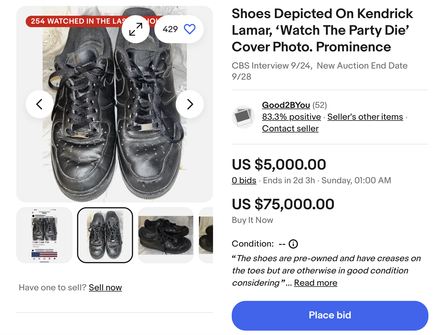 Arkansas eBayers Relist Old AF1s For $75k After Kendrick Lamar Randomly Used Their Photo For New Single Artwork