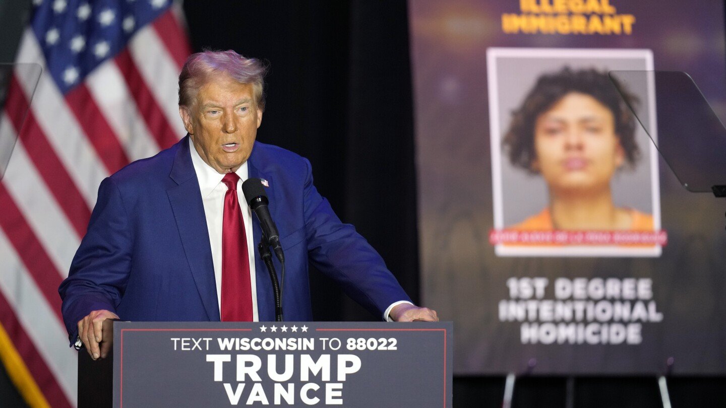 Trump lists his grievances in a Wisconsin speech intended to link Harris to illegal immigration