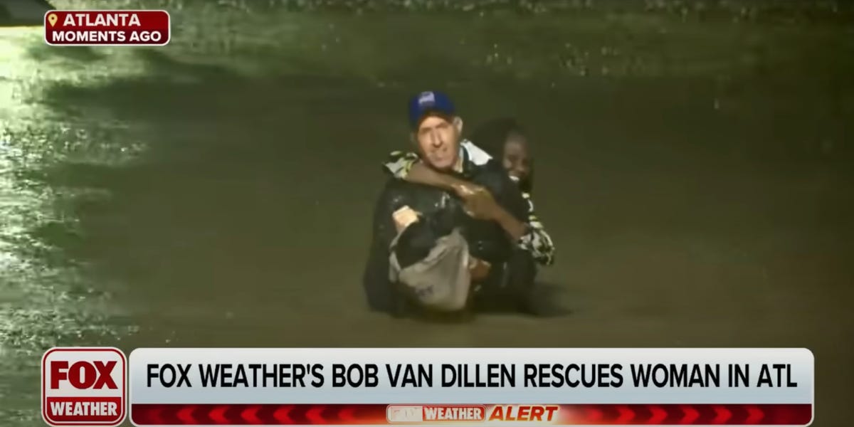 Video: Fox Weather reporter rescues a woman stranded in Hurricane Helene flood waters live on air