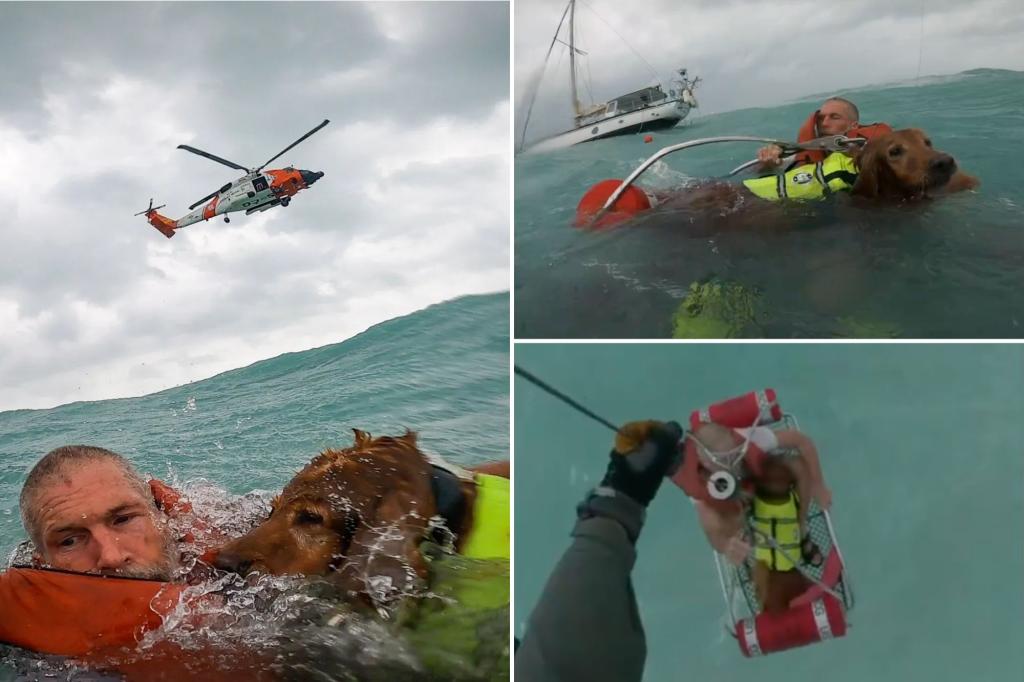 Florida sailor, Earl Barcome, and dog rescued by US Coast Guard from sailboat he was living on