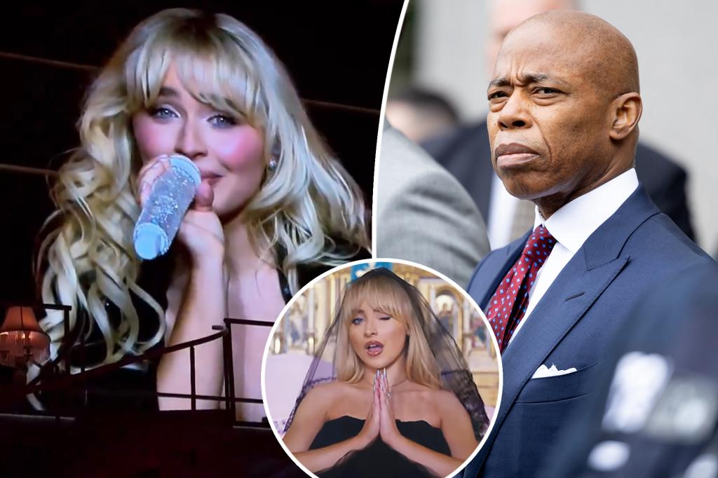 Sabrina Carpenter jokes she got NYC Mayor Eric Adams indicted after controversial 'Feathers' video