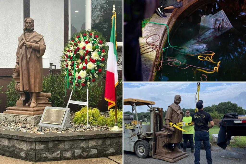 Christopher Columbus statue tossed into lake in Virginia finds new home in NYC 'burbs