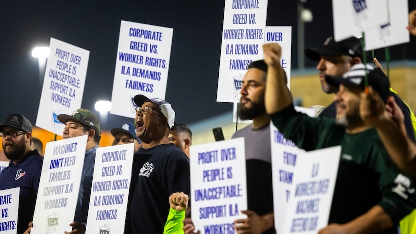 Dockworkers at ports from Maine to Texas begin strike over wages and automation