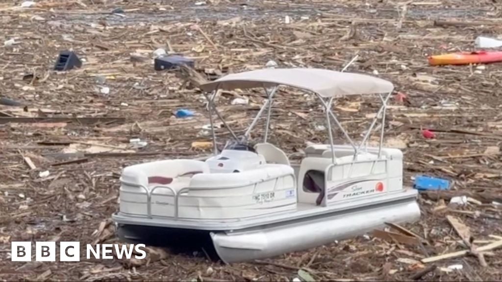 Watch: Hurricane Helene leaves lake filled with debris