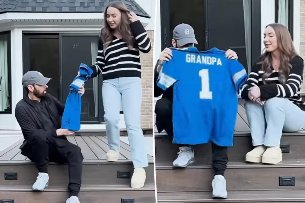 Eminem reveals daughter Hailie Jade is pregnant with first baby with 'grandpa' jersey in new music video