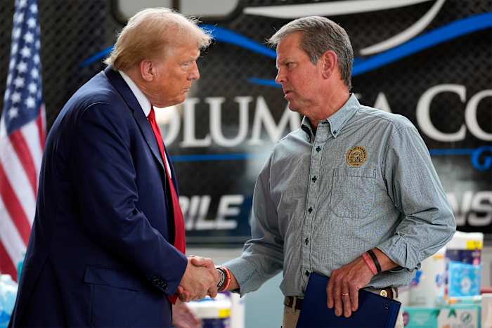 Donald Trump and Georgia Gov. Brian Kemp use hurricane recovery to make first appearance together