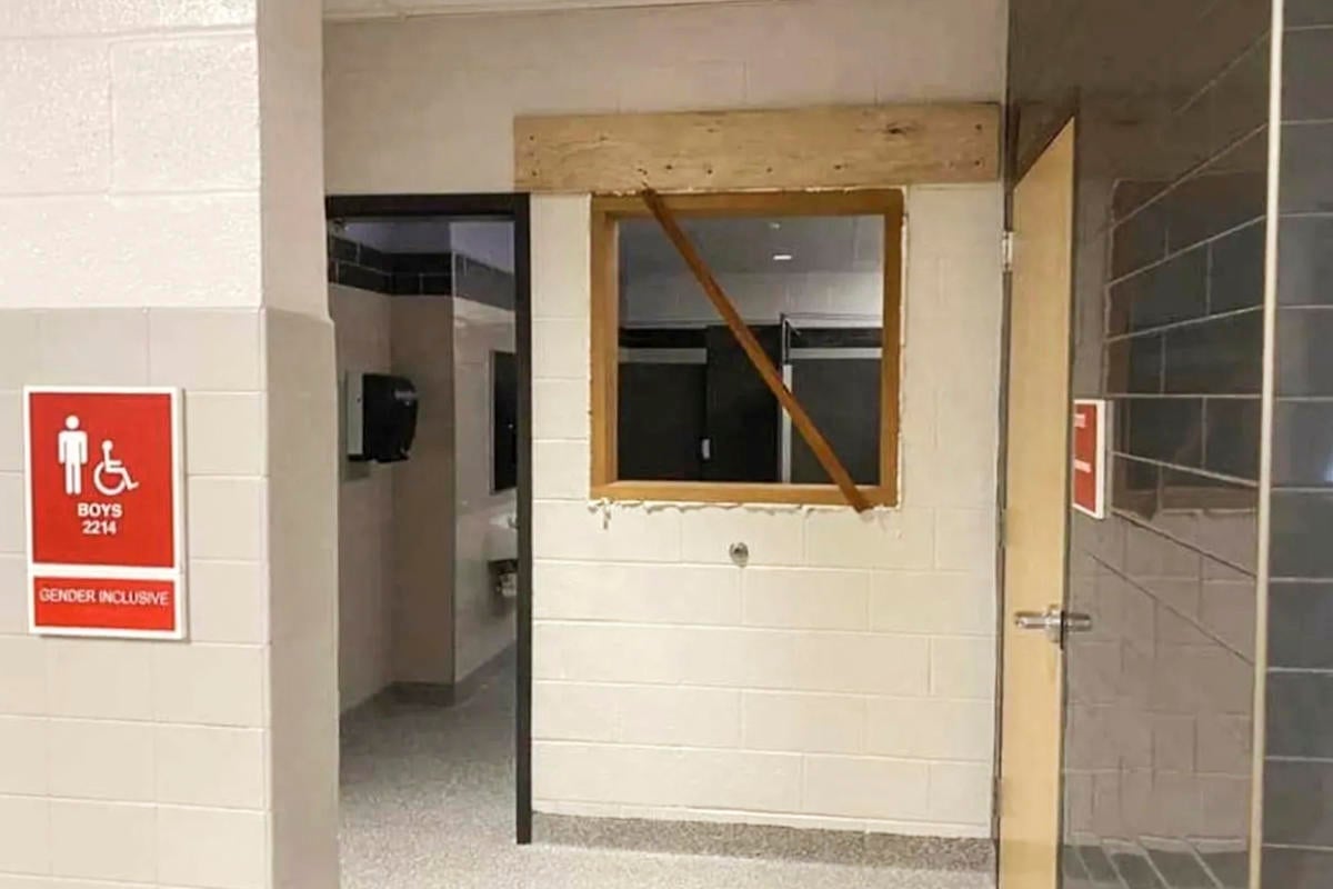 Pennsylvania school boards up window openings that allowed views into its gender-neutral bathrooms