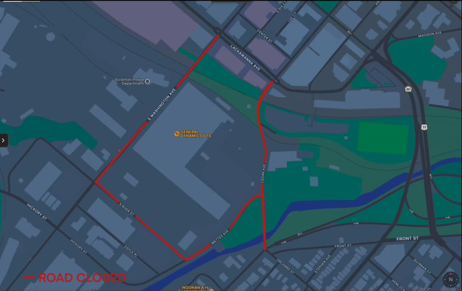 Multiple roads in Scranton closed until further notice