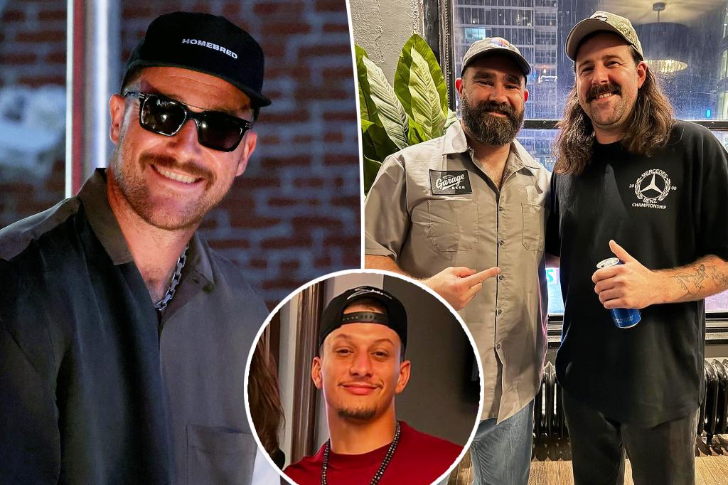 Travis Kelce celebrates 35th birthday at comedy show with brother Jason and Patrick Mahomes