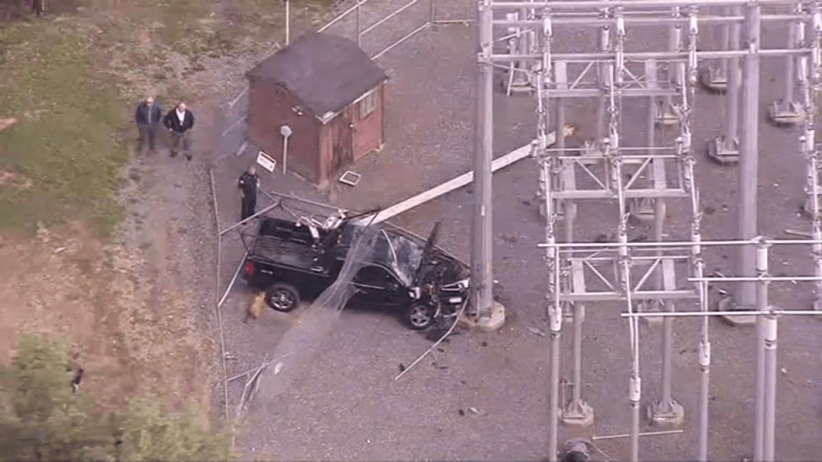 Pickup crashes into electric substation in Gardner