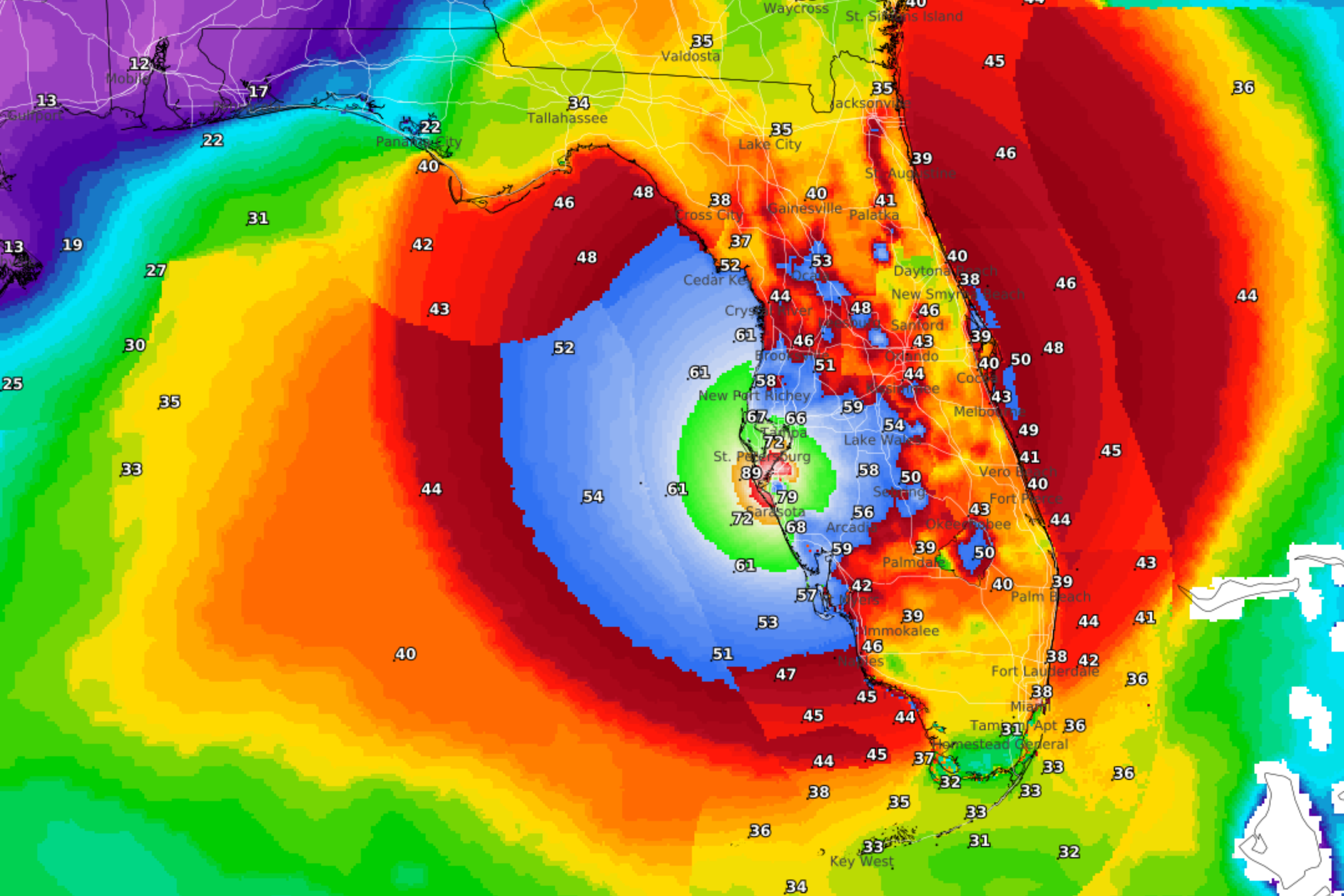 Hurricane Milton: Map Shows Wind Gusts Throughout Florida