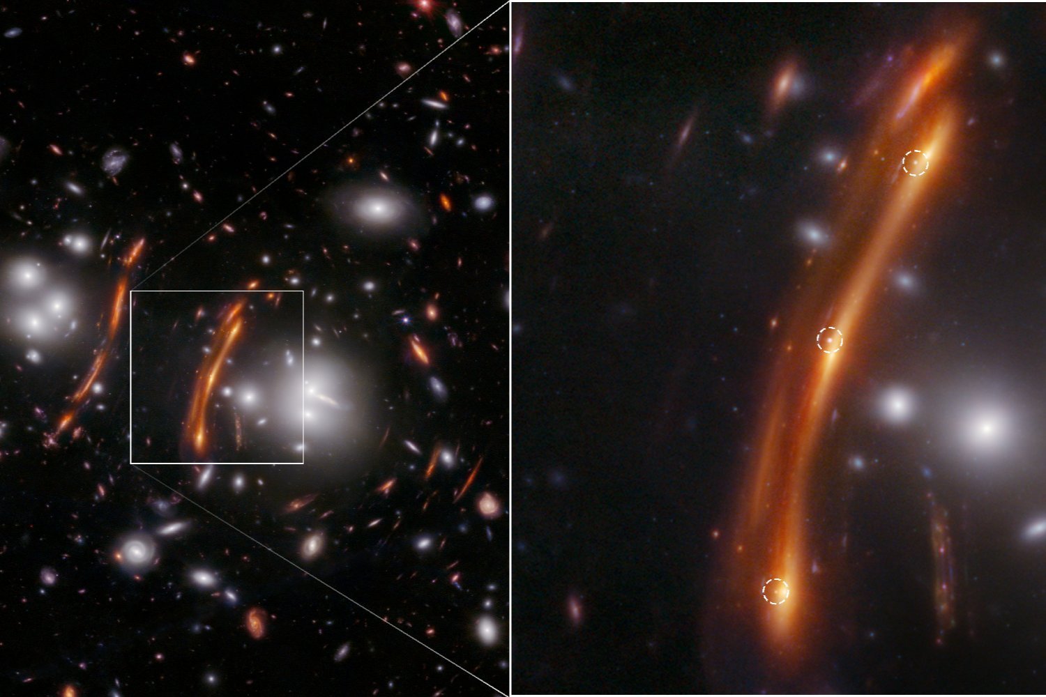 Webb Telescope Captures Supernova Appearing Three Times Due to Spacetime Bending