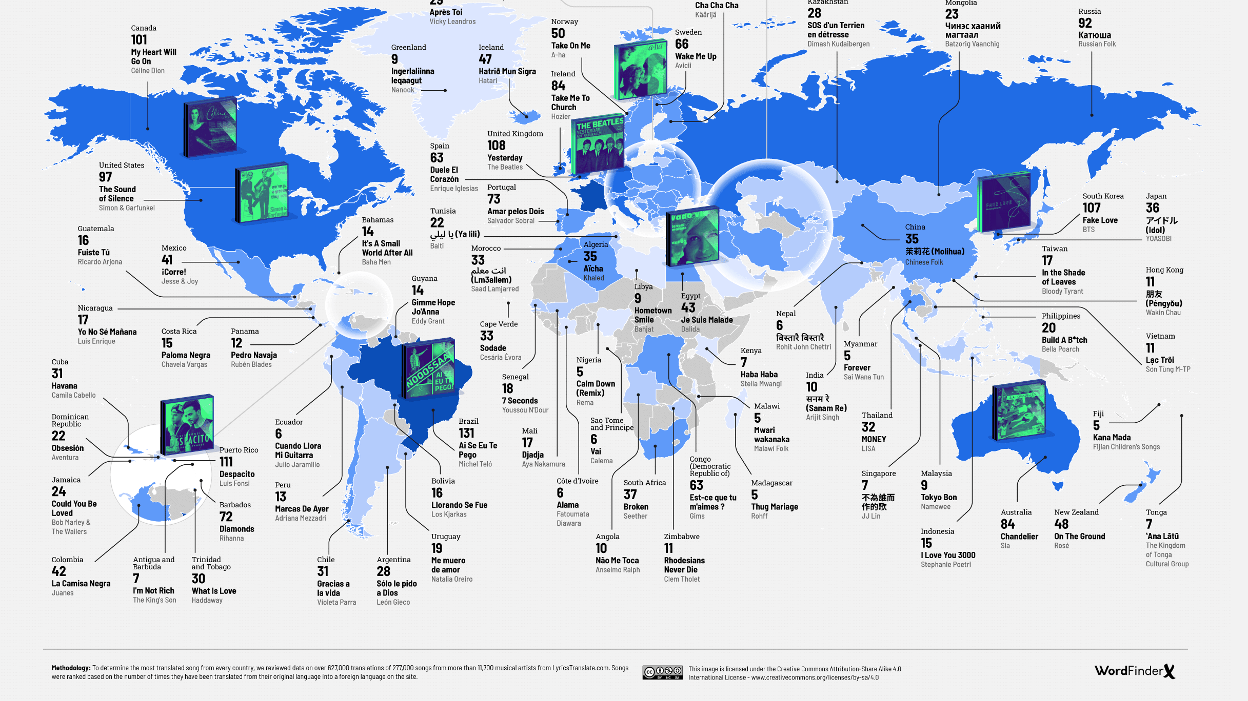 The Most Translated Song from Every Country, Mapped