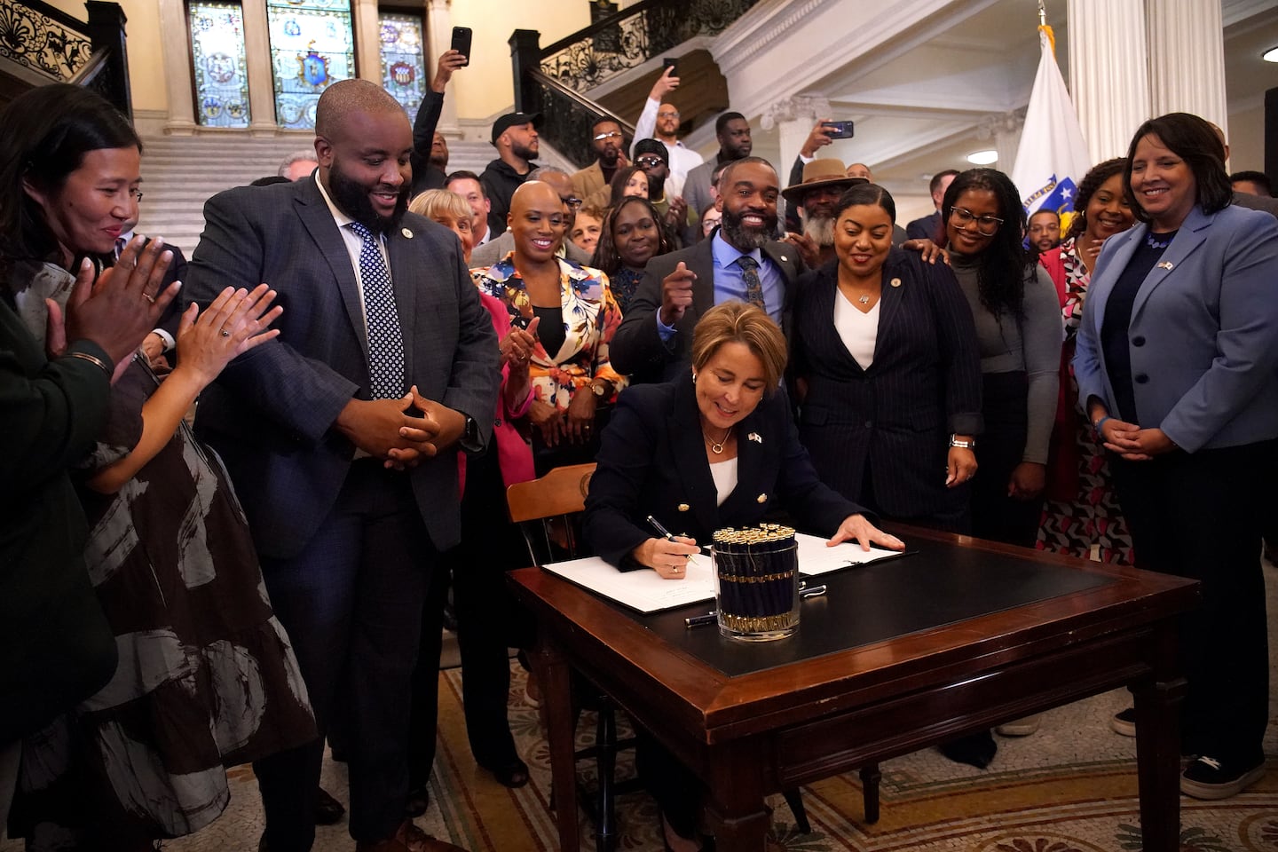 Governor Maura Healey signed a pet safety law Thursday morning