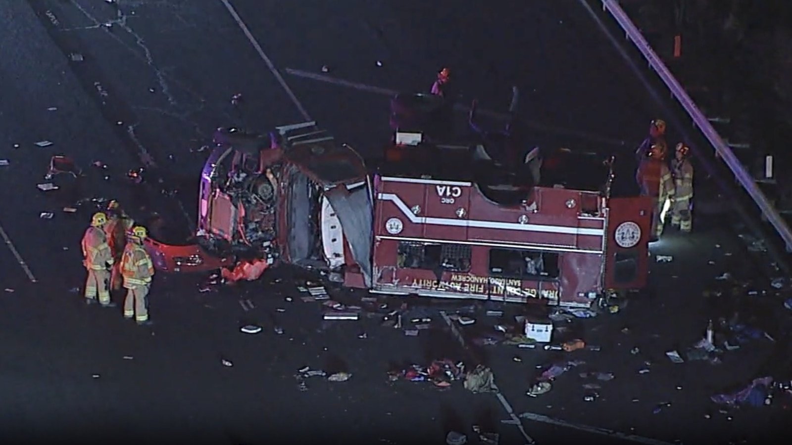 8 firefighters injured as truck rolls over in Irvine, California